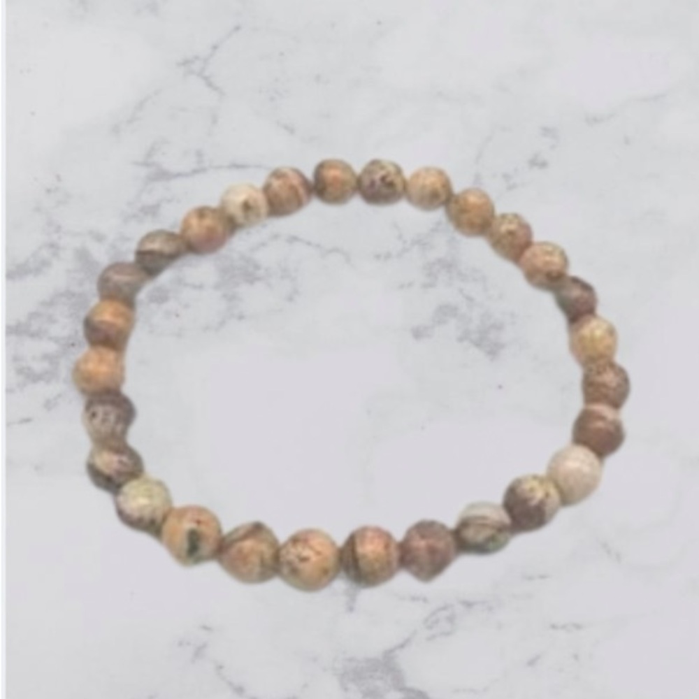 Genuine Sandstone Beaded Stretch Bracelet